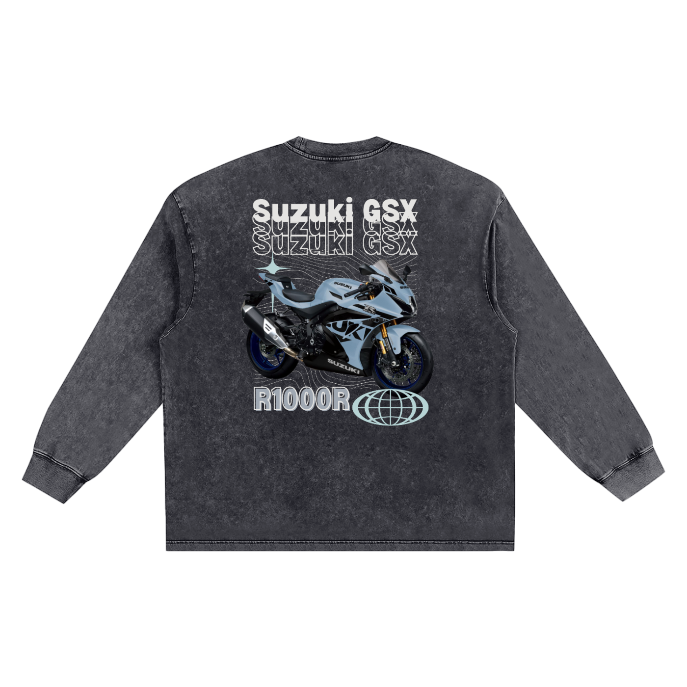Suzuki GSX R1000r Snow Washed Oversize Long Sleeve T-shirt