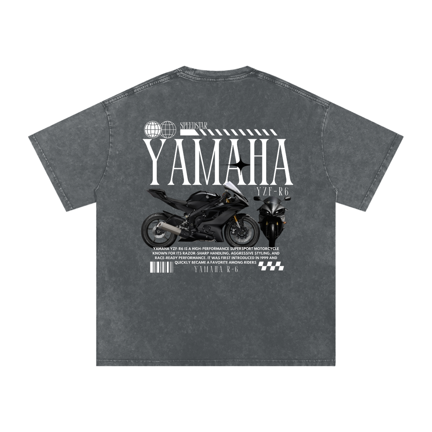 Yamaha R-6 Acid Wash Oversize T-Shirt