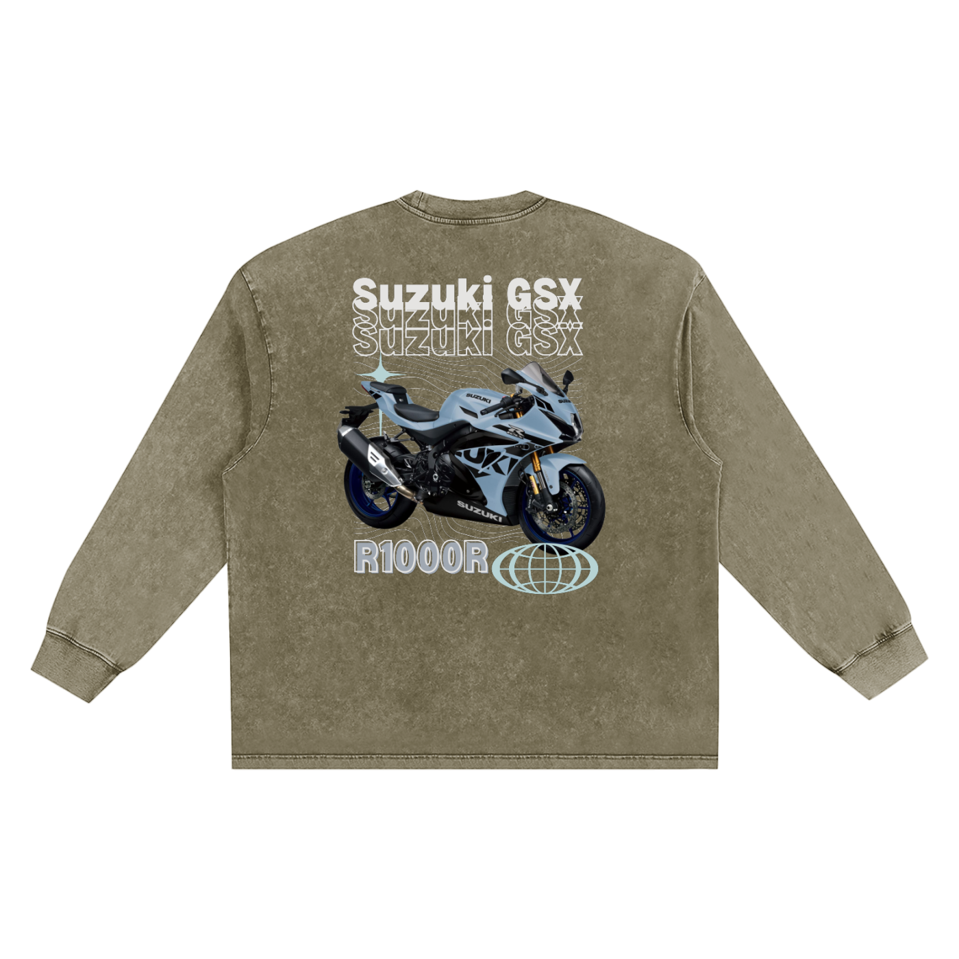 Suzuki GSX R1000r Snow Washed Oversize Long Sleeve T-shirt