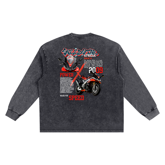 Aprilla RSV-4 Snow Washed Oversize Long Sleeve T-shirt