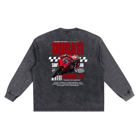 Ducati Panigale V4 Snow Washed Oversize Long Sleeve T-shirt