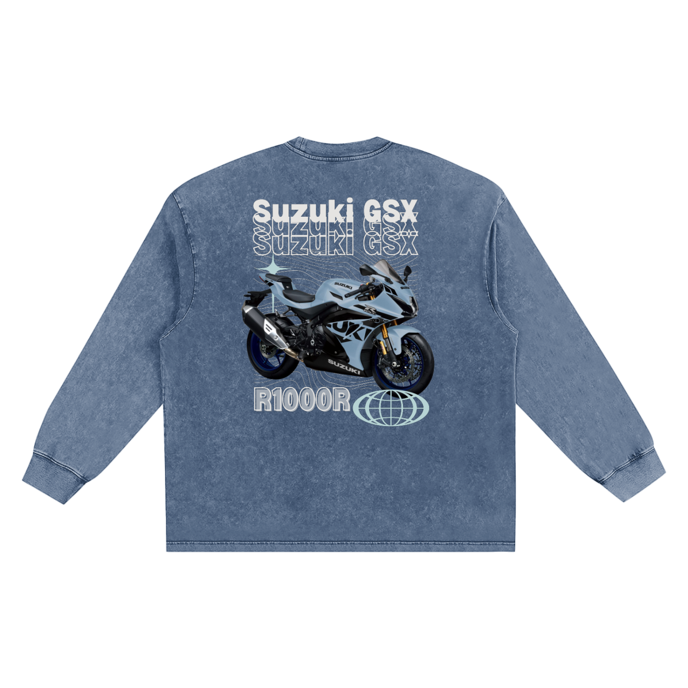 Suzuki GSX R1000r Snow Washed Oversize Long Sleeve T-shirt