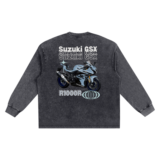 Suzuki GSX R1000r Snow Washed Oversize Long Sleeve T-shirt